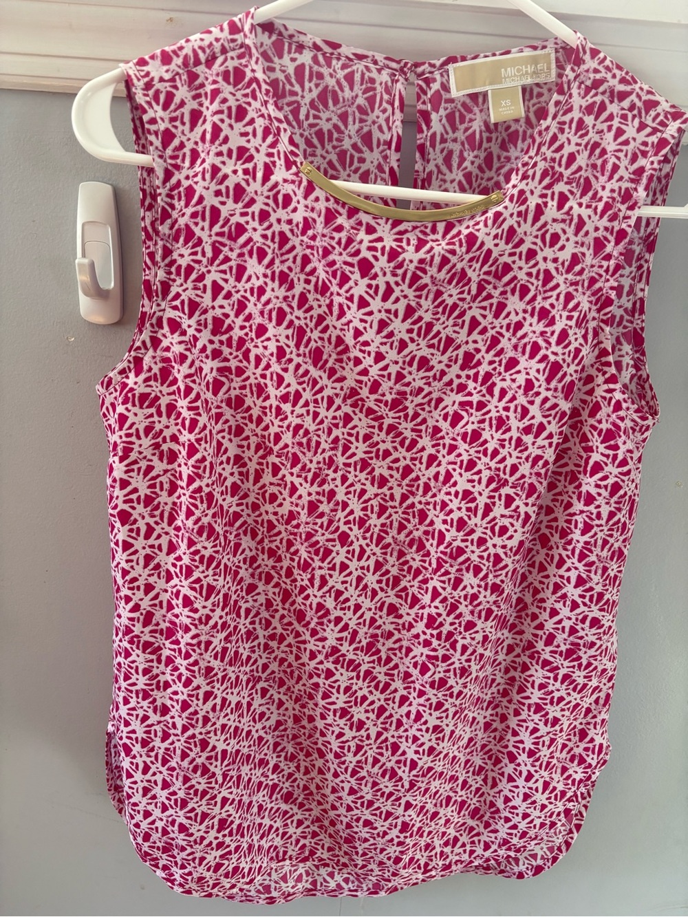 Michael Kors Pink and White Geometric Sleeveless Top